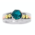 TWO TONE NATURAL NEON BLUE APATITE SOLID .925 STERLING SILVER RING SIZE 9