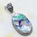 Natural New Zealand Abalone Paua Shell in 925 Sterling Silver Pendant
