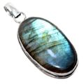 NATURAL FIERY LABRADORITE GEMSTONE  .925 SILVER  PENDANT