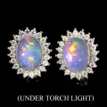 Captivating Natural Unheated Rainbow White Fire Opal  Solid .925 Silver Earrings