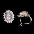 Captivating Natural Unheated Rainbow White Fire Opal  Solid .925 Silver Earrings