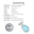 Genuine Earth Mined Aquamarine Set Solid .925 Sterling Silver Pendant