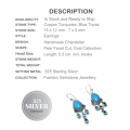 Copper Turquoise, Blue Topaz Gemstone . 925 Silver Earrings