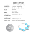 Turquoise Blue Agate Gemstone .925 Silver Bracelet