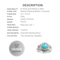 Enchanting Natural Sleeping Beauty Turquoise,  Gemstone Solid .925 Silver Ring Size 7 or O