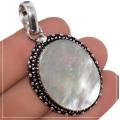 Natural Creamy Oval Mother of Pearl .925 Silver Pendant