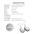 Handmade Natural Mother of Pearl Oval  . 925 Silver Earrings