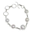 Dainty Natural Biwa Pearl , .925  Sterling Silver Bracelet