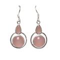 Natural Pink Rose Quartz Solid.925 Sterling Silver Earrings