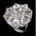 Earth Mined Rose Quartz, Cubic Zirconia Solid. 925 Sterling Silver Ring Size 4.5 or I 1/2