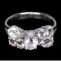 Earth Mined Rose Quartz, Cubic Zirconia Solid .925 Sterling Silver Ring Size 7.75