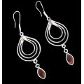 Natural Deep Red Mozambique Solid .925 Sterling Silver Earrings