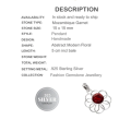 WHIMSY FLORAL MOZAMBIQUE GARNET .925  STERLING SILVER  PENDANT