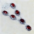 GARNET GEMSTONE .925  STERLING SILVER NECKLACE