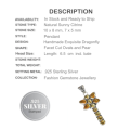 Handmade Golden Citrine Dragonfly .925 Sterling  Silver Pendant