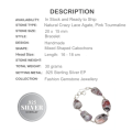 Spectacular Crazy Lace Agate, Pink Tourmaline Gemstone .925 Sterling Silver Bracelet