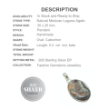 Natural Brown Mexican Laguna Lace Gemstone 925 Silver Pendant