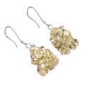 Natural Peruvian Pyrite Rough Gemstone Solid .925 Sterling Silver Earrings