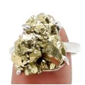 Peruvian Natural Golden Pyrite Solid .925 Sterling Silver Ring Size 8 or Q