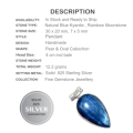 Natural Kyanite, Rainbow Moonstone Gemstone .925 Sterling Silver Kyanite Pendant