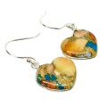 Natural Spiny Oyster Arizona Copper Turquoise Solid .925 Sterling Silver Earrings