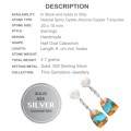 4.7 Grams Natural Spiny Oyster Arizona Turquoise Solid .925 Sterling Silver Earrings