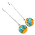 Natural Spiny Oyster Arizona Turquoise Solid .925 Sterling Silver Earrings