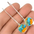 Natural Spiny Oyster Arizona Turquoise Solid .925 Sterling Silver Earrings