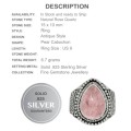 Natural Rose Quartz Gemstone Solid .925 Sterling Silver Ring Size 9 or R1/2