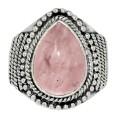 Natural Rose Quartz Gemstone Solid .925 Sterling Silver Ring Size 9 or R1/2