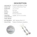 Natural White  Pearl  Gemstone .925  Sterling Silver Earrings