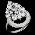Promotion Price -Deluxe 30.60 Ct White Cubic Zirconia Solid .925 Silver Ring Size 9 or R1/2