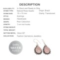 Natural Pink Rose Quartz Dangle .925 Silver Earrings