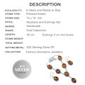 HANDMADE AMBER  .925 STERLING SILVER NECKLACE AND EARRINGS SET