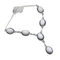 Incredible White Jade Gemstone. 925 Silver Necklace