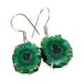 Cute Emerald Green Solar Quartz Gemstone .925 Silver  Earrings
