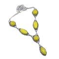 Handmade Yellow Agate  Gemstone .925 Silver Necklace