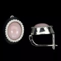 Natural Peruvian Pink Opal Solid .925 Sterling Silver, 14k White Gold Stud Earrings