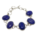 Natural Lapis Lazuli Larger Gemstones Silver Bracelet