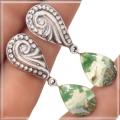Natural Aquaprase Gemstone Set in Solid .925 Sterling Silver Earrings