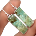 Natural Aquaprase Gemstone Set in Solid .925 Sterling Silver Earrings