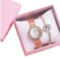 Womens Luxury Brand Quartz Watch and Bracelet Set with Sparkly Crystal Accents