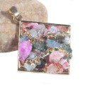 Mixed Colours Natural Druzy Agate Gemstone Gold Plated Fashion Pendant