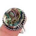 Handmade New Zealand Abalone  925 Sterling Silver Ring Size 9.5