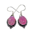 Pink Rainbow Moonstone Gemstone .925 Silver  Earrings