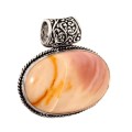Natural Mookaite Oval Shape Gemstone Pendant in .925 Sterling Silver
