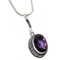 Dainty Purple Amethyst Gemstone .925 Silver Necklace