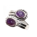 Enchanting Purple Amethyst .925 Silver Ring Adjustable Size