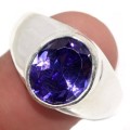 Handmade Purple Amethyst .925 Silver Ring Size US 10 /  T 1/2