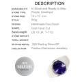 Handmade Purple Amethyst .925 Silver Ring Size US 10 /  T 1/2